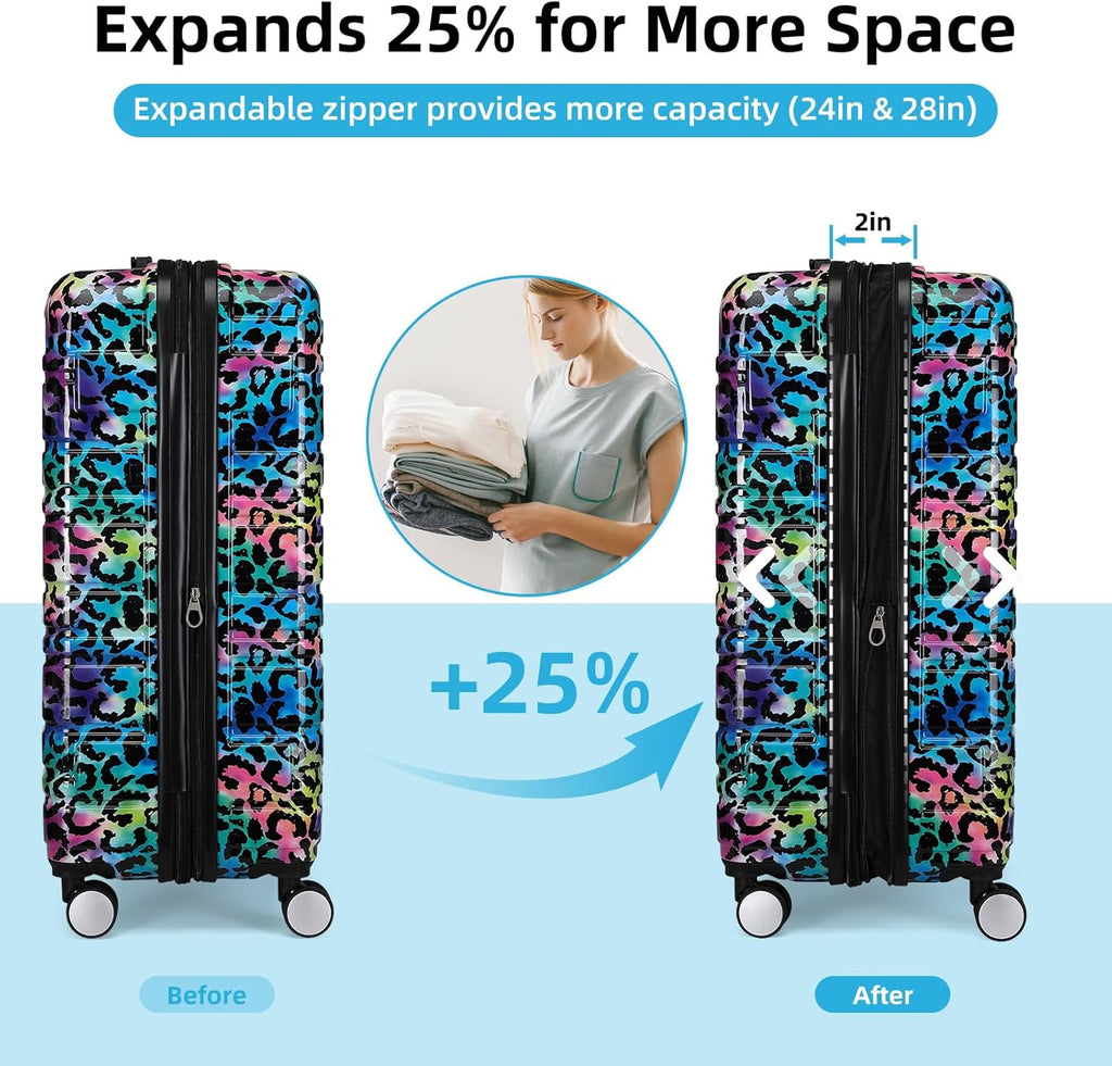 6-piece luggage set, expandable hardshell suitcase set with spinner wheels, lightweight rolling luggage set wourant