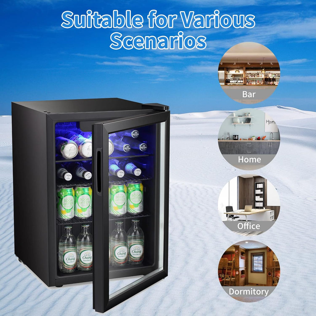 Antarctic Star Beverage Refrigerator Cooler 68 Can, Mini Fridge with Glass Door for Beer Drinks Wine,Freestanding Small Fridge with Electronic Temperature Control for Home and Bar,1.7 cu.ft wourant