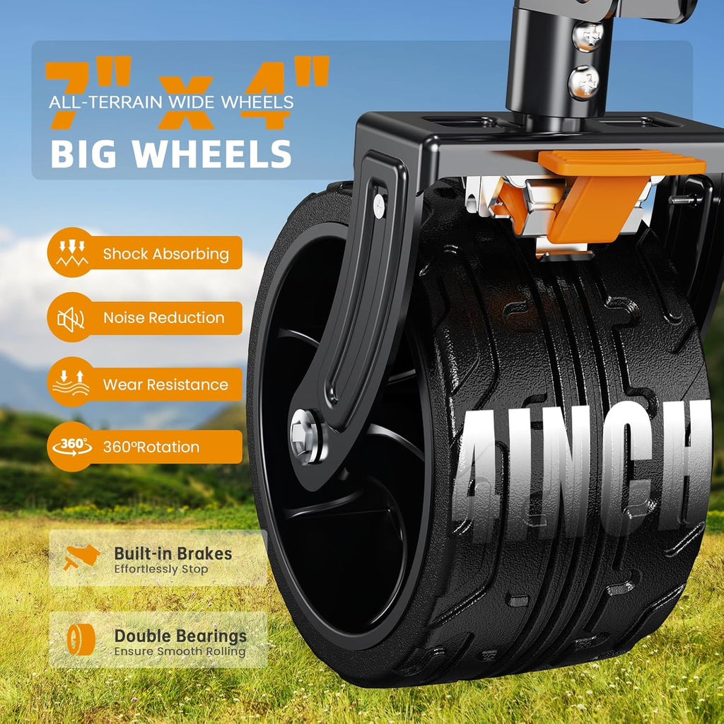 Foldable 50''L Extra Long Double Decker Wagon for Sport, 400L Collapsible Heavy Duty Wagon Cart with Big Wheels, Utility All-Terrain Large Extender Cart for Outdoors wourant