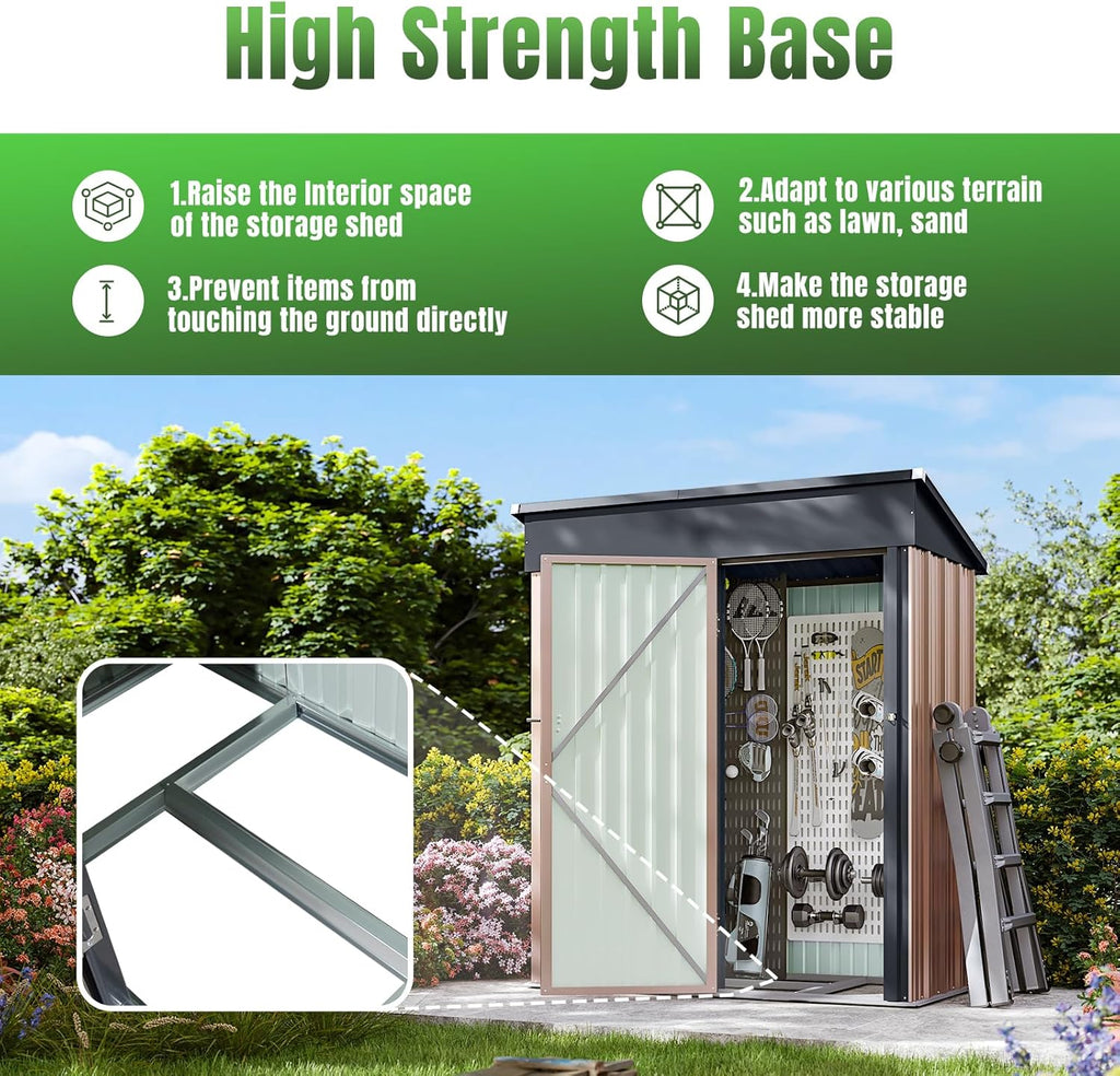 Aoxun 6.2x4 FT Shed Outdoor Storage Shed Metal Garden Shed Slooping Roof Tool Shed Bike Shed wourant