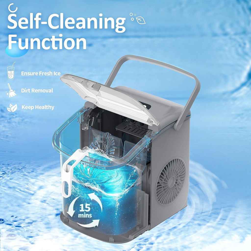 Nugget Ice Makers Countertop, Pebble Ice Machine with Chewable Pellet Ice, 34Lbs/24H, Self-Cleaning, Sonic Ice, One-Click Operation, for Kitchen,Office Stainless Steel Silver wourant