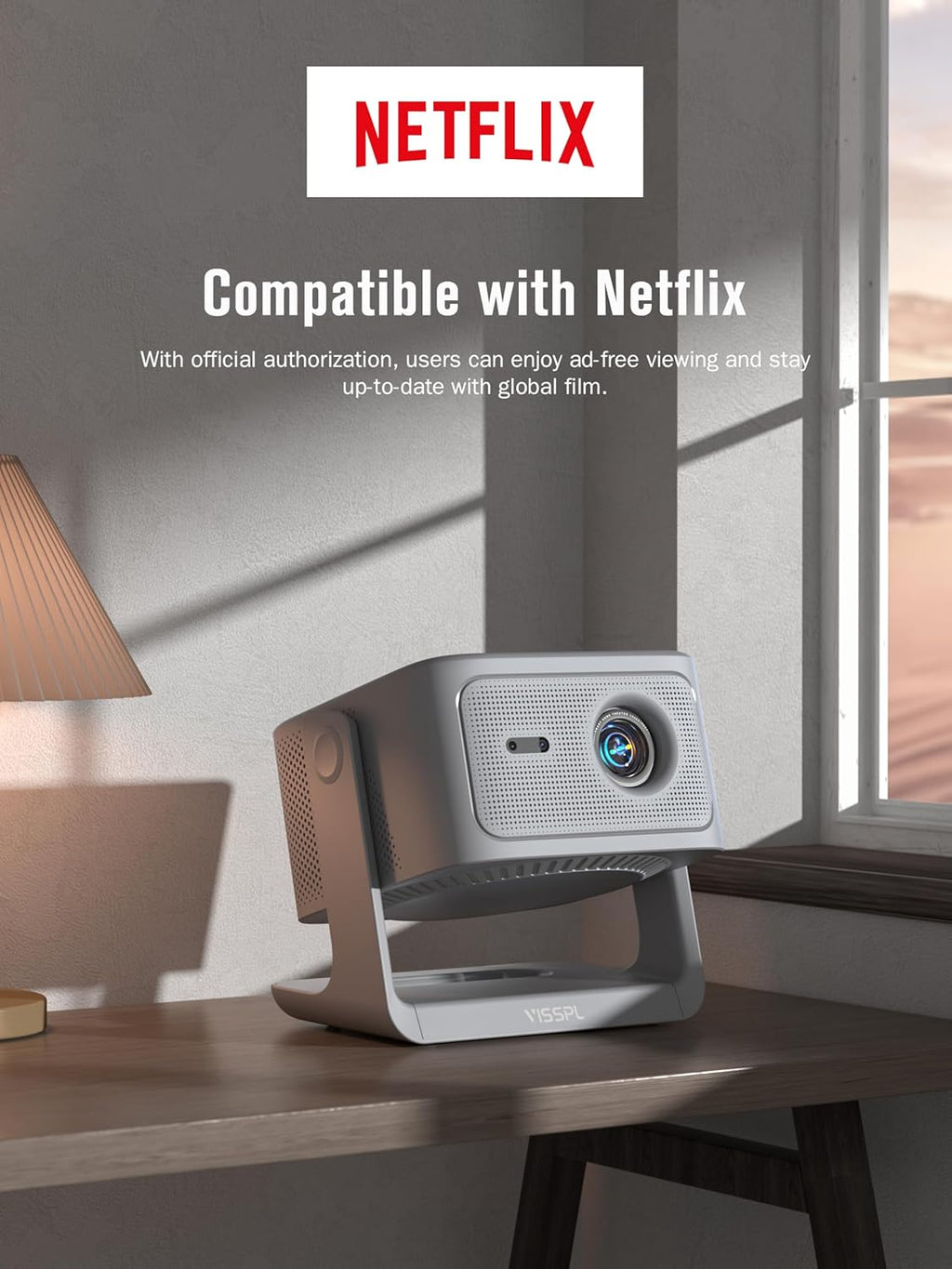 Smart 4K Projector with WiFi and Bluetooth, VISSPL 3D Dolby Audio and Auto Focus wourant