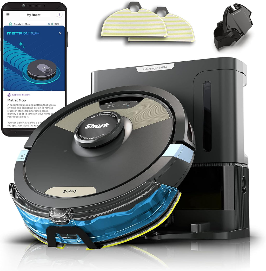 Robot Vacuum & Mop Combo, Powerful Suction, Matrix Plus, 60-Day Debris Capacity, HEPA Bagless Self Empty Base, Sonic Mopping, Home Mapping for Pet Hair - Carpets & Hardfloor, AV2610WA wourant
