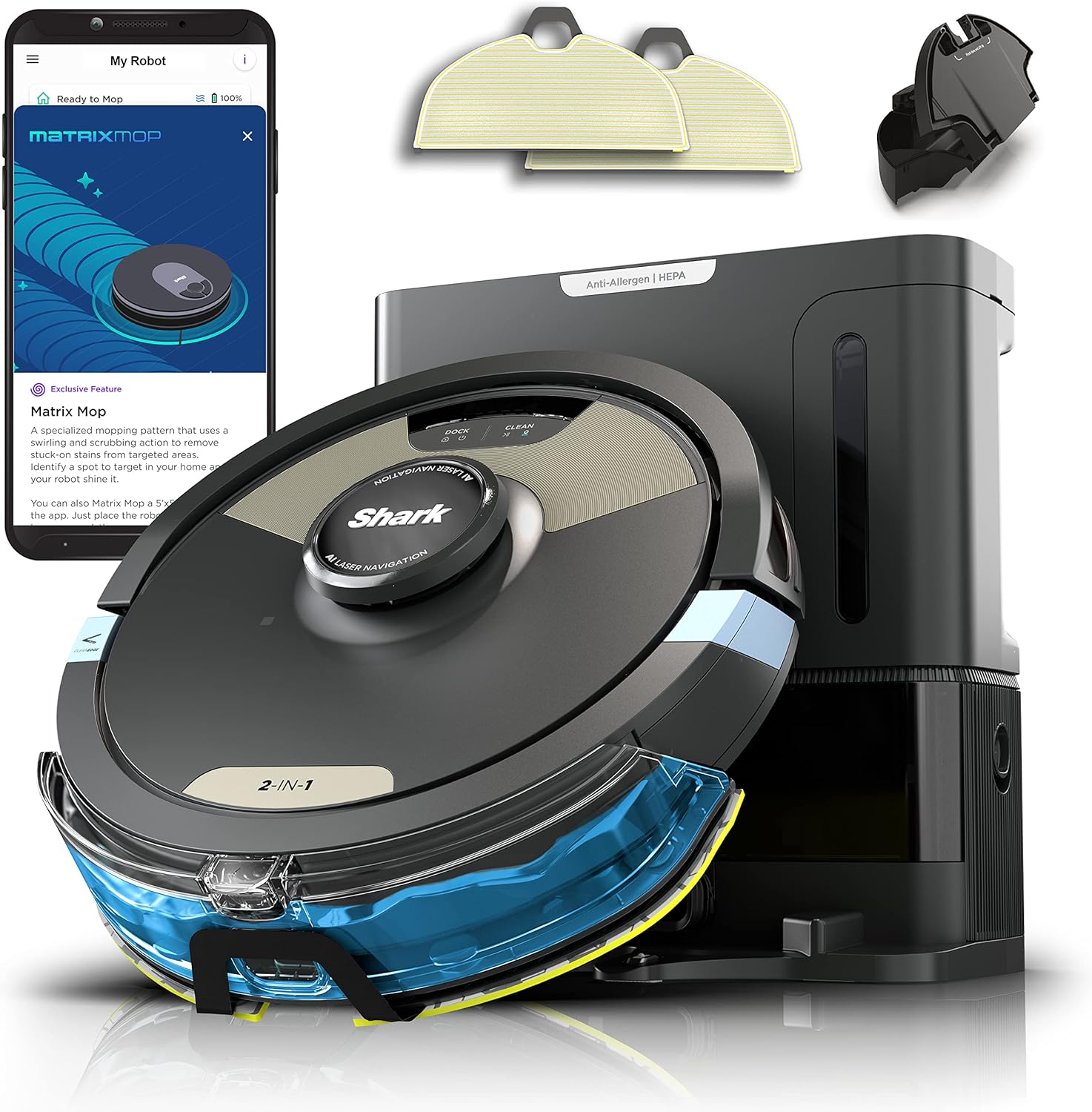 Robot Vacuum & Mop Combo, Powerful Suction, Matrix Plus, 60-Day Debris Capacity, HEPA Bagless Self Empty Base, Sonic Mopping, Home Mapping for Pet Hair - Carpets & Hardfloor, AV2610WA wourant