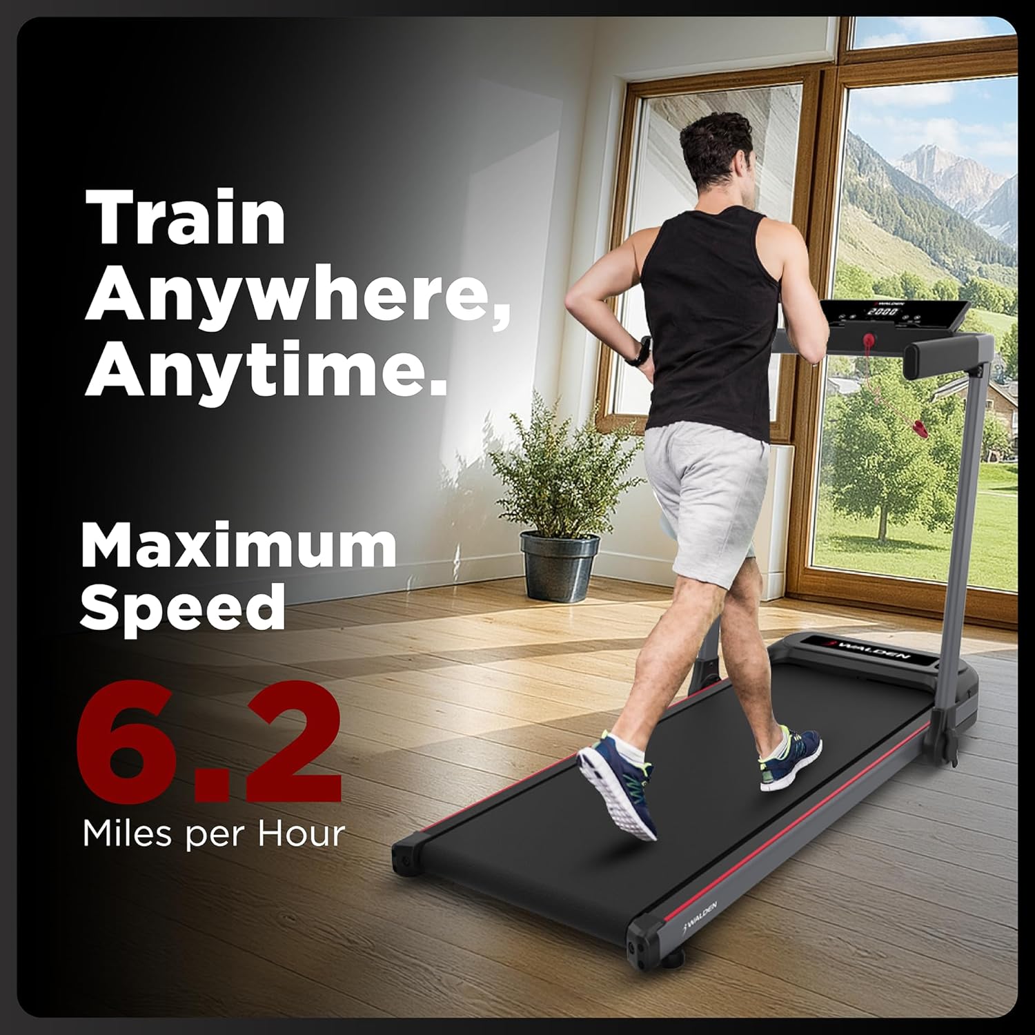 Walden Sports Folding Electric Treadmill with Handle Portable Running Machine LCD Screen wourant