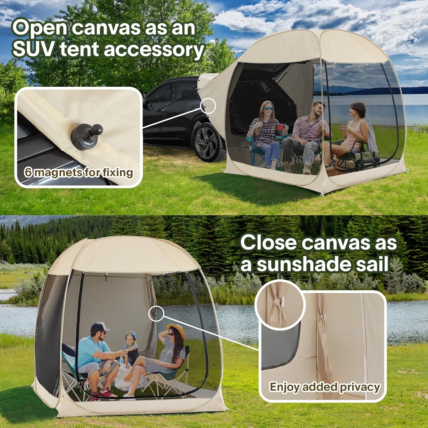 Alvantor Screen House Gazebo, 6-10-15 Person Pop Up Igloo Screened Canopy Tent with Mosquito Netting Sides, Instant UV Resistant Sun Shelter for Garden, Patio, Backyard wourant