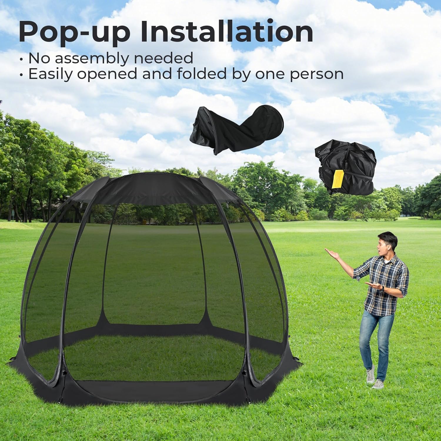 Screen gazebo, sleeps 6-10-15 people Igloo-style canopy tent with mosquito net on the sides Perfect for garden, patio, backyard wourant