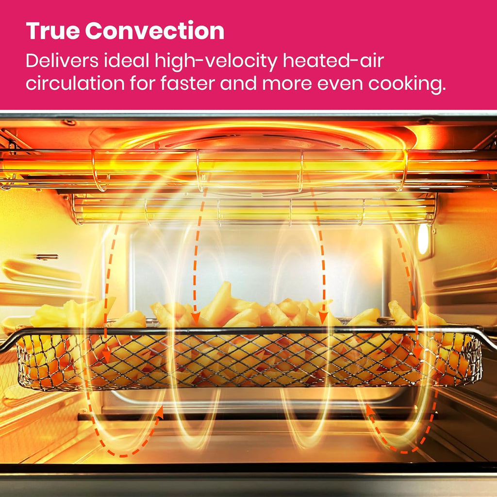 Infrared Heating Air Fryer Toaster Oven, Extra Large Countertop Convection Oven 10-in-1 Combo, 6-Slice Toast, Enamel Baking Pan Easy Clean with Recipe Book, Black Matte Stainless Steel wourant