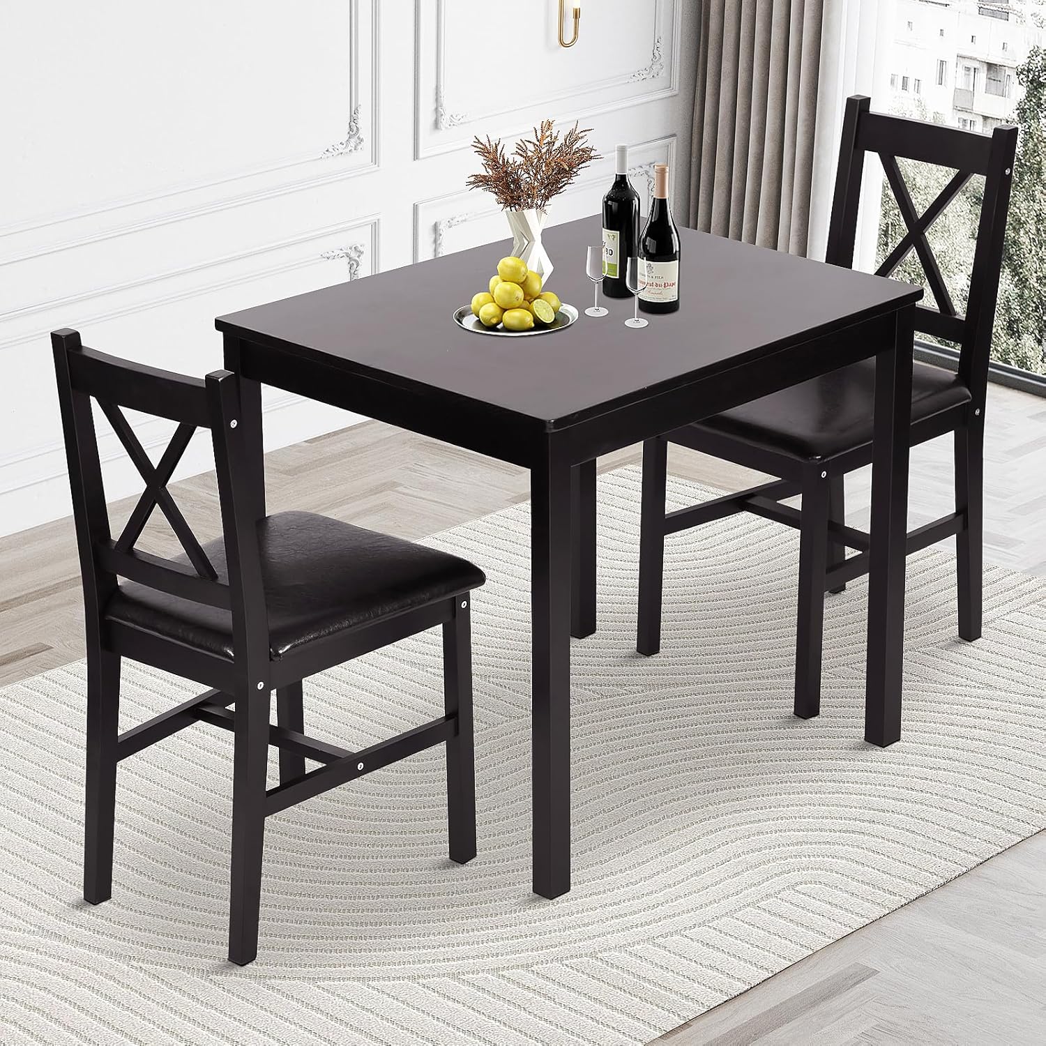 Pazidom Kitchen Table Set 5 Piece Dining Table Set Sturdy Wooden Square Table and Chair wourant