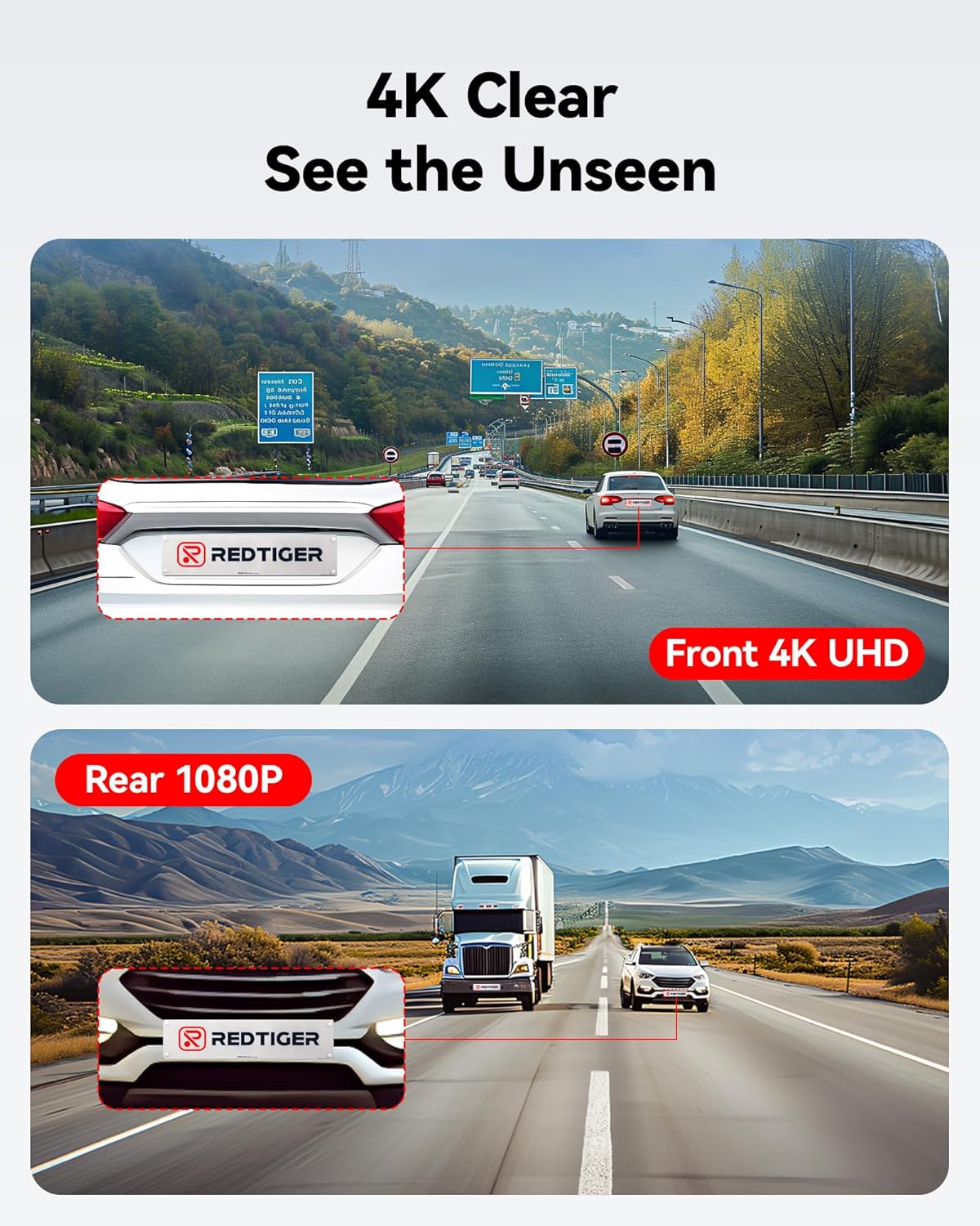 Dash Cam Front Rear 4K/2.5K Full HD Dash Camera Included 32GB Card Built-in Wi-Fi GPS wourant