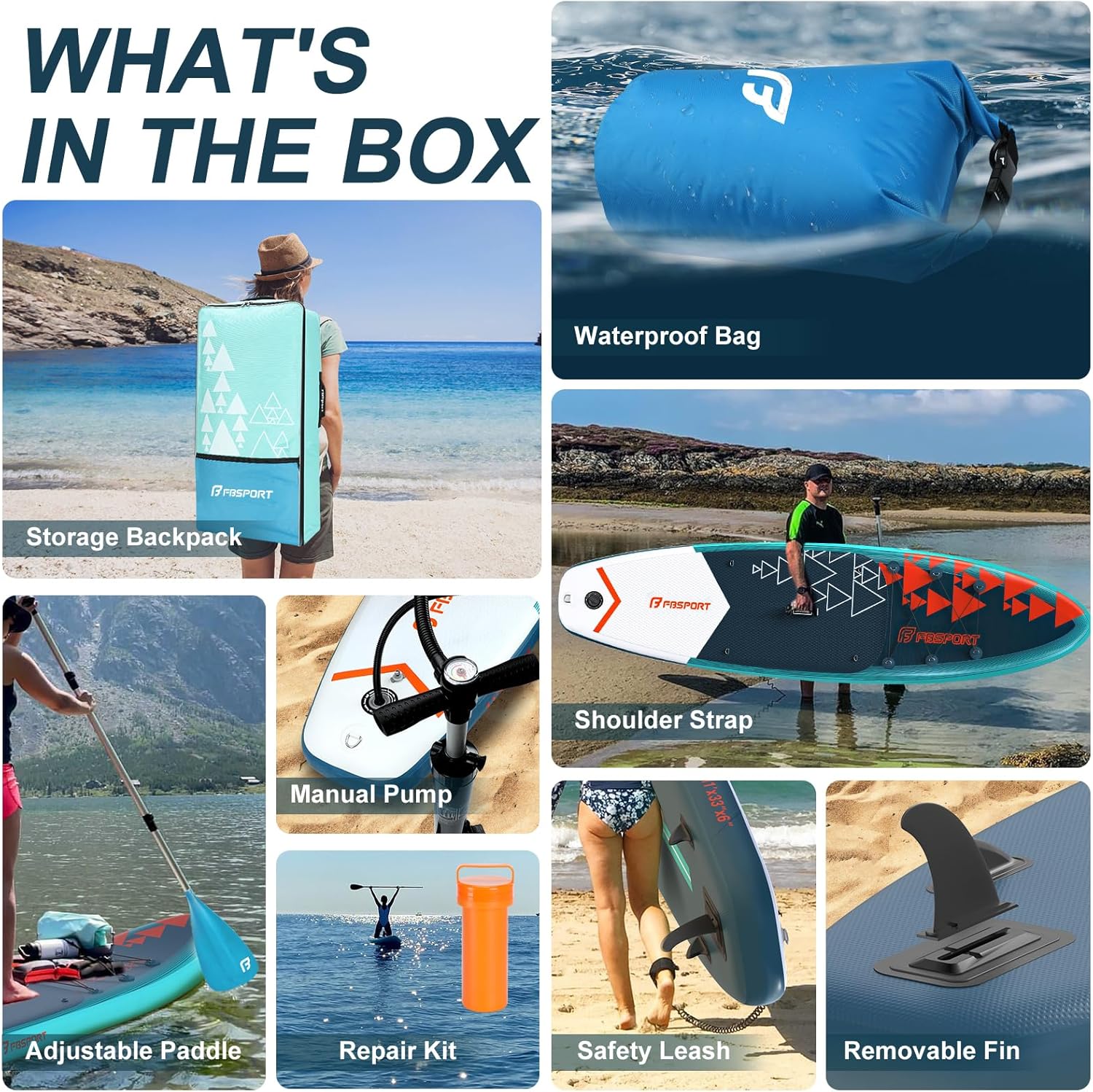 FBSPORT 11' Premium Stand Up Paddle Board, Yoga Board with Durable SUP Accessories & Carry Bag | Wide Stance, Surf Control, Non-Slip Deck, Leash, Paddle and Pump for Youth & Adult wourant