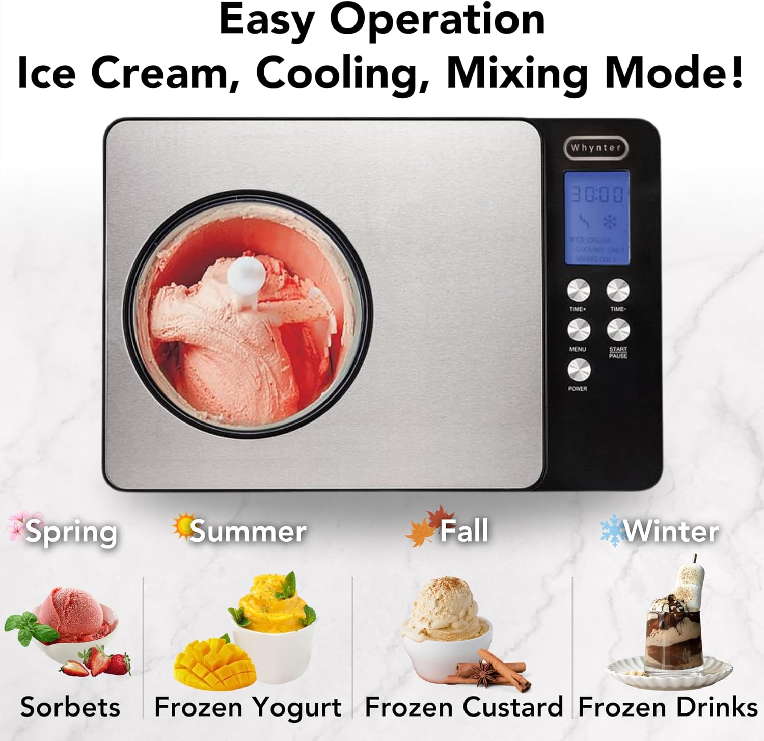 Whynter ICR-300SS 0.5-Quart Stainless Steel Rolled Ice Cream Maker With Compressor wourant