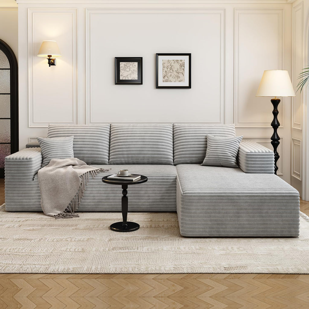 107.5 inch Cloud Modular Sectional Sofa with L-Shaped Chaise Lounge, Modern Minimalist Upholstered Sofa Deep Seating Corner Sofa wourant