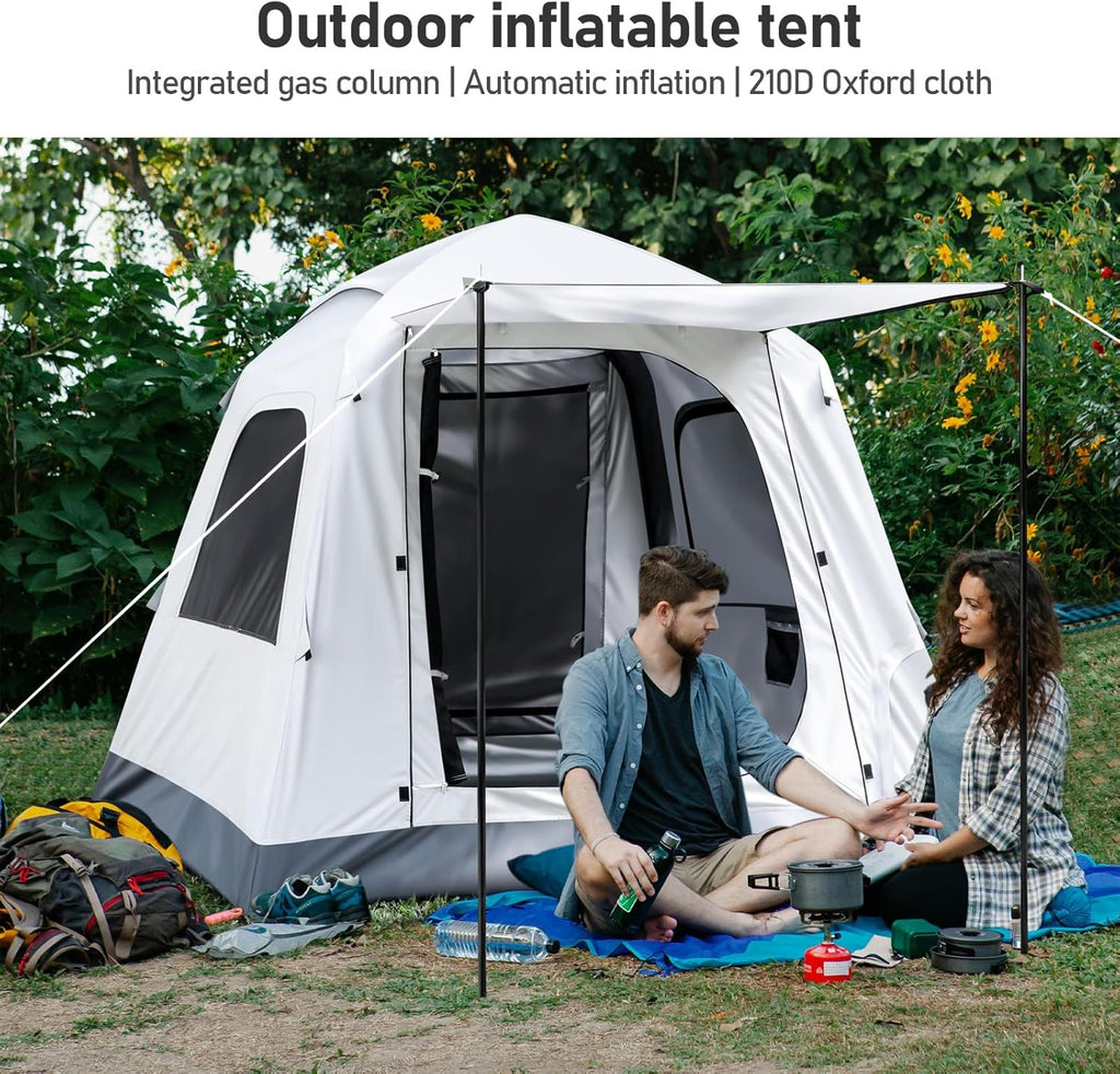 Automatic Inflatable Camping Tent，Easy Set up 3-4 Person Glamping Outdoor Air Blow Up Tents, Quick Setup Air Tent with a Built-in air Pump,Waterproof Inflatable House Tent for Adults wourant