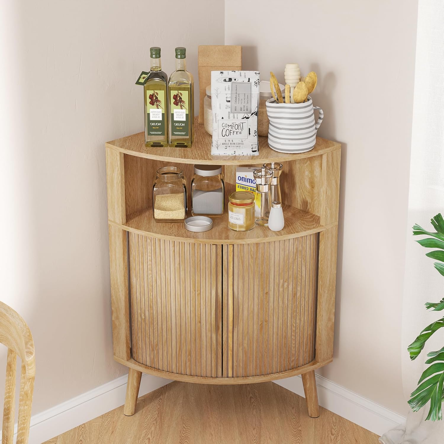 Corner Cabinet, 66.73'' Tall Modern Corner Bathroom Storage Cabinet wourant
