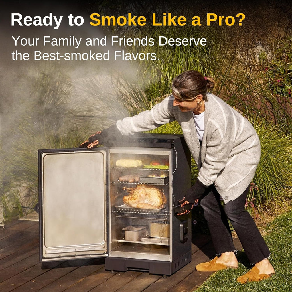 EAST OAK 30" Outdoor Electric Smoker | Built-in meat probe, smokes up to 6 times longer in a single load, side loader for uninterrupted smoking wourant
