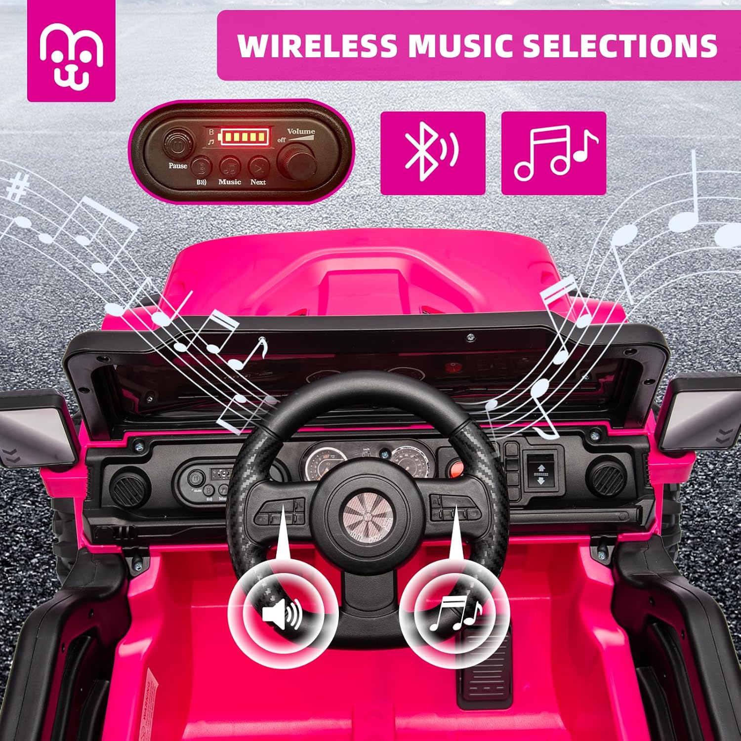 12V Kids Electric Ride on Truck Car Remote Control, Twin 35W Motors 3.5MPH Max Speed, Bluetooth USB Music Player, 4 Wheels Suspension LED Lights Safety Belt, Gift for Boy & Girl-Rosy wourant