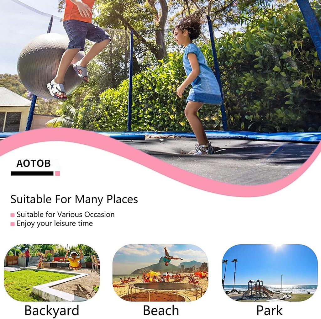 AOTOB 8FT 10FT 12FT 14 FT 15FT Trampoline with Safety Enclosure Net，Outdoor Trampoline with Basketball Hoop, Heavy Duty Jumping Mat and Spring Cover Padding for Kids and Adults, Storage Bag and Ladder wourant
