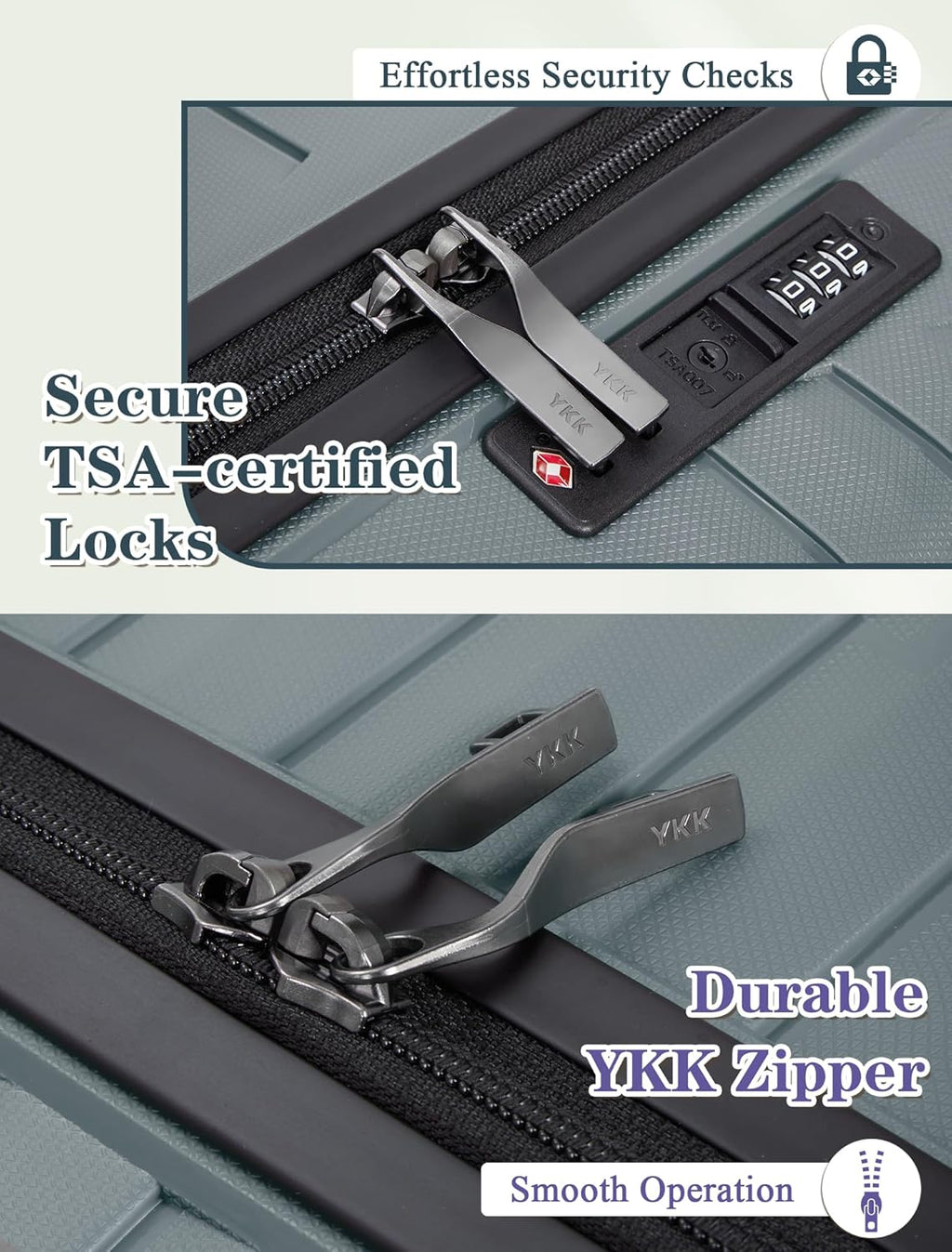 5-piece luggage set with wheels, ABS hardshell suitcase with spinner wheels wourant