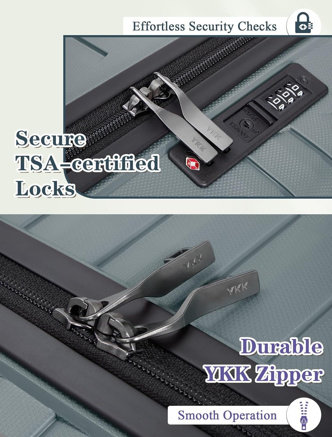 5-piece luggage set with wheels, ABS hardshell suitcase with spinner wheels wourant