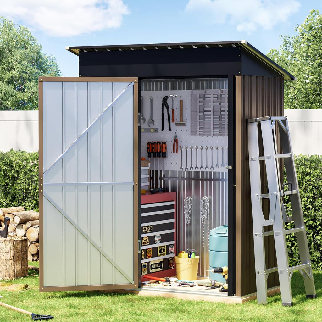 Breezz Outdoor Storage Shed 10 x 12ft. Utility Tool Shed Metal Storage Garden Shed wourant
