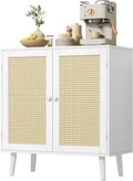 Huuger Buffet Cabinet with Storage Cabinet with PE Rattan Decor Doors Accent Sideboard Buffet wourant