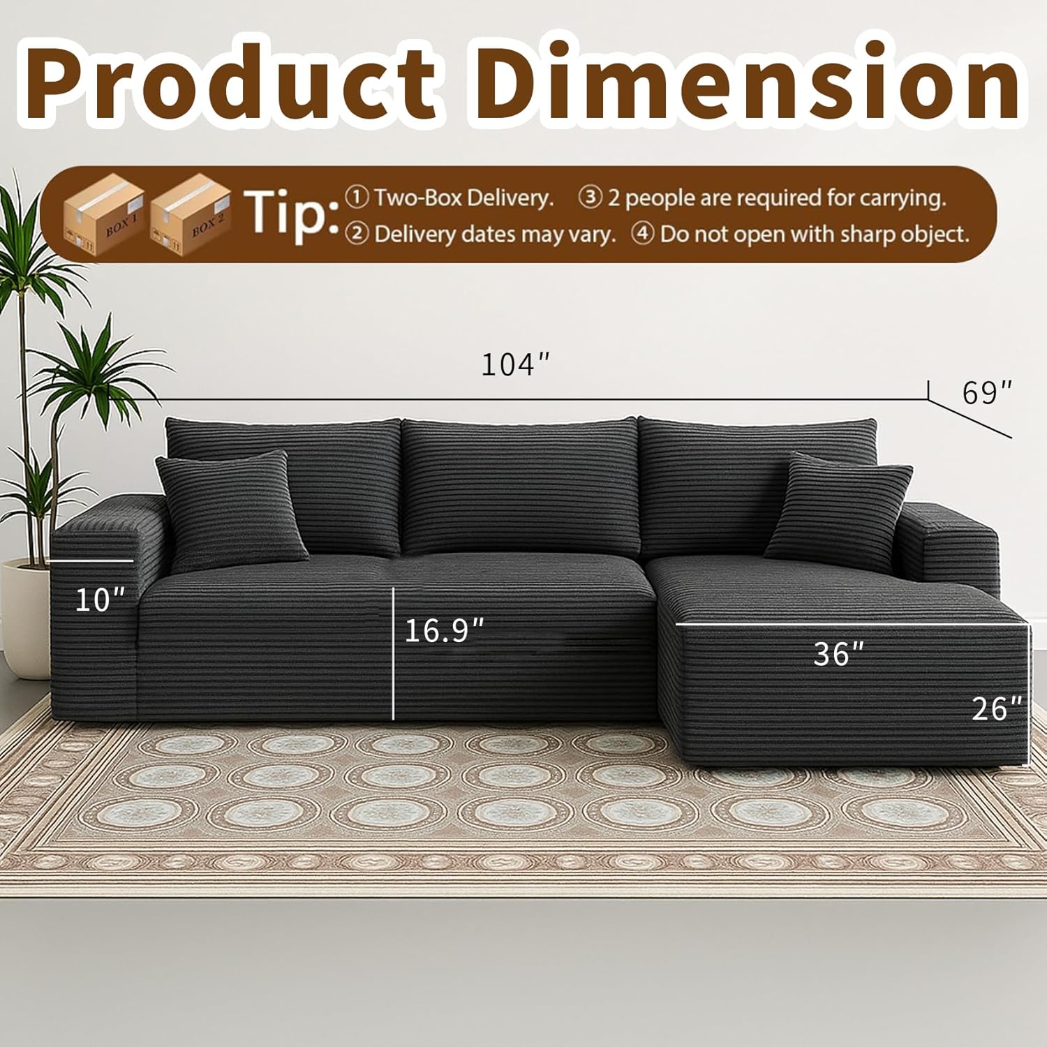 Cloud section sofa and L-shaped recliner modern modular sofa with deep seats wourant