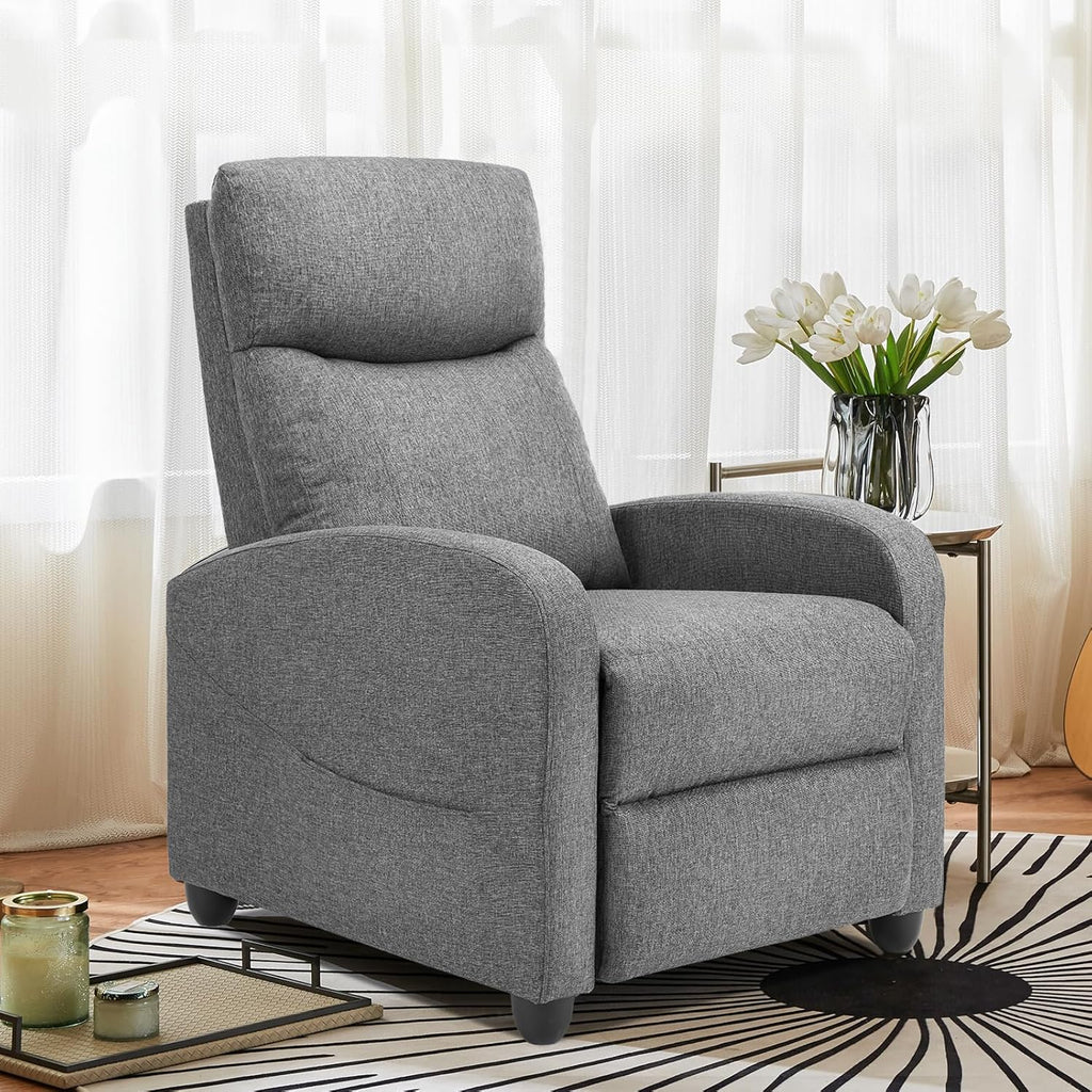 Swivel Rocking Recliner Chair with Extra Large Footrest High Back, Upholstered Glider Nursery Chair for Living Room, Bedroom & Nursery, Comfortable Deep Seat for Relaxation, Grey wourant