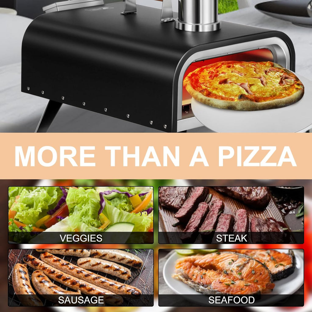 EDOSTORY Outdoor Pizza Oven, Wood Fired for Outside, Patio Maker With Stone, Peel, Grill Rack, and Waterproof Cover for Backyard Camping wourant