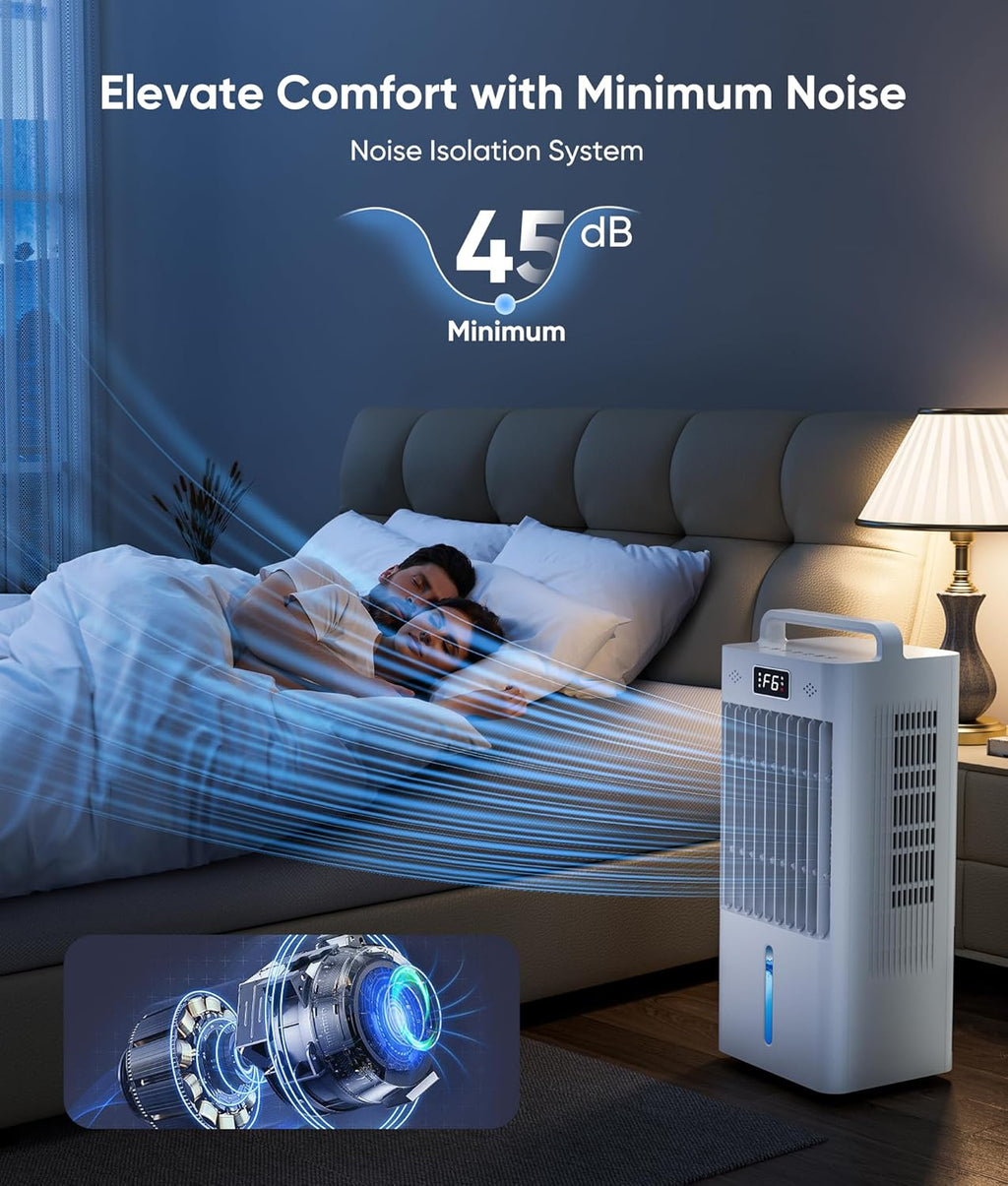 Windowless Portable Air Conditioners, Evaporative Air Cooler w/3 Modes & 3 Speeds, 12H Timer for Smart Auto-off, 2-Gal Tank for 20H Cooling,16FT Remote,No Hose Needed,46db Swamp Cooler wourant