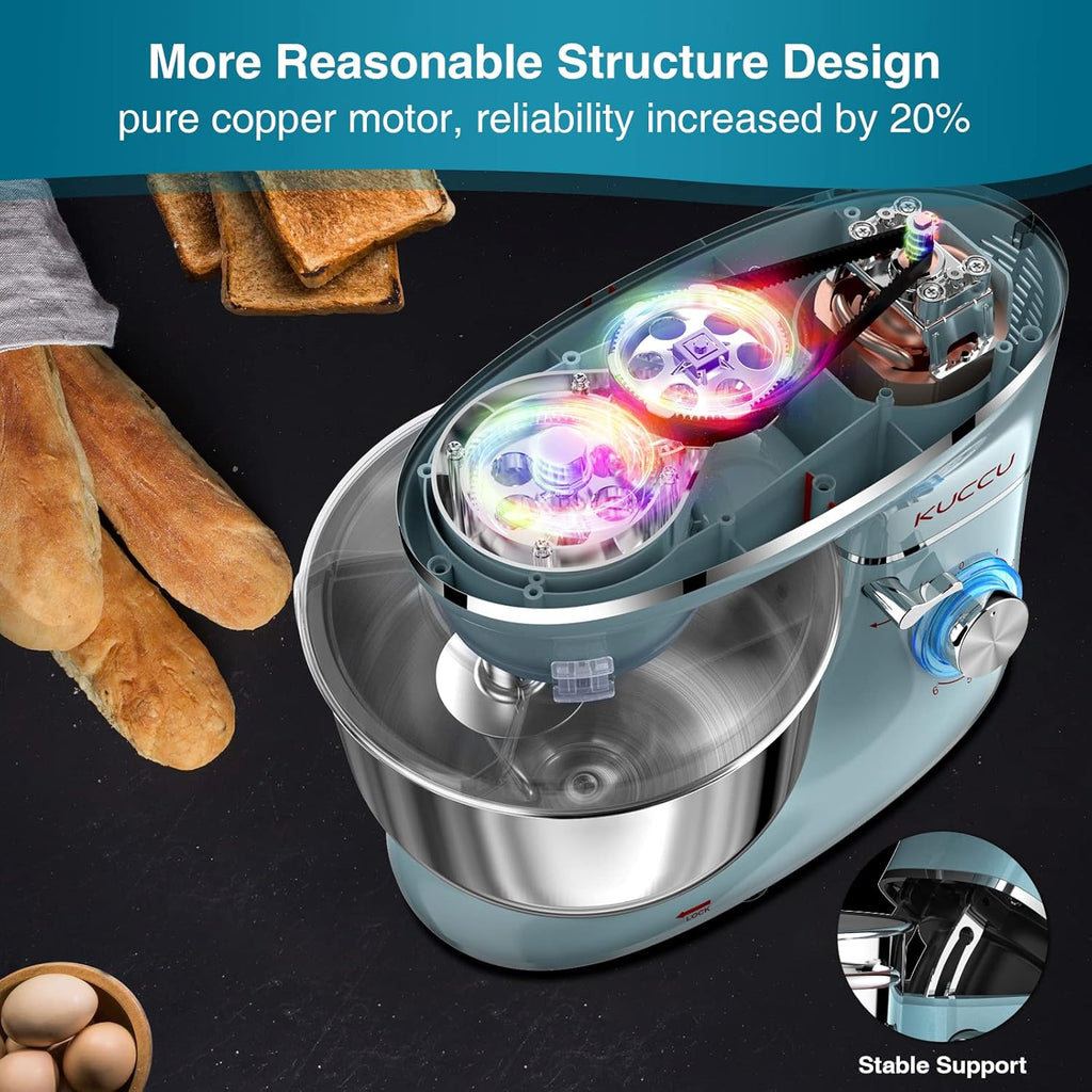 Stand Mixer 6.5 Qt 660W 6-Speed Tilt-Head Food Dough Mixer, Kitchen Electric Mixer with Stainless Steel Bowl,Dough Hook,Whisk, Beater, Egg white separator wourant