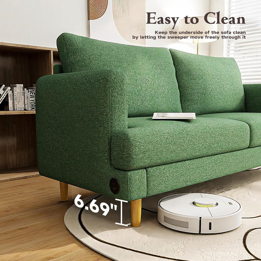 Loveseat Sofa Couch for Living Room USB Type C Ports Dark Gray Upholstered Small Couches wourant