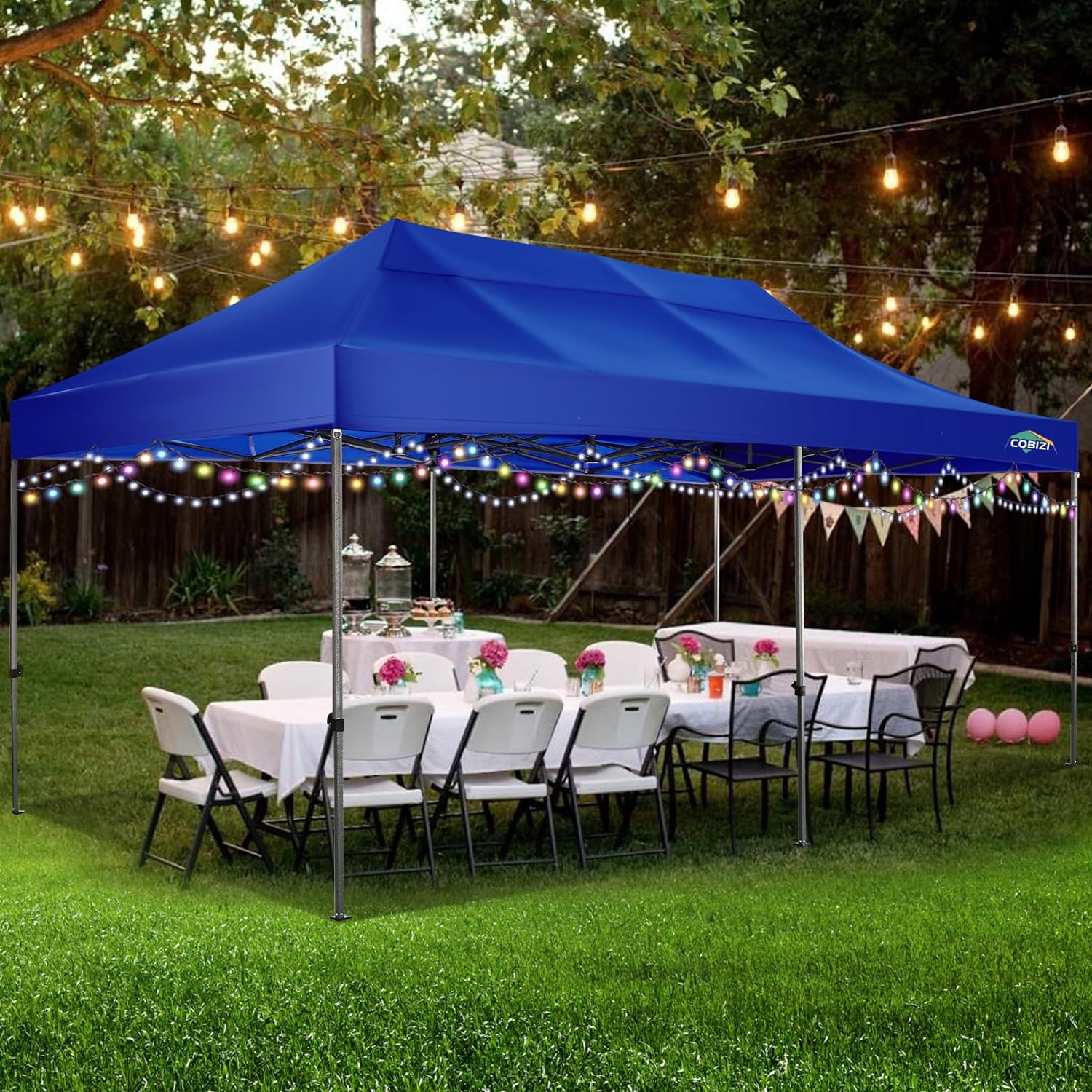 COBIZI 10x20 Heavy Duty Pop up Canopy Tent with 6 sidewalls Easy Up Commercial Outdoor Canopy Wedding Party Tents for Parties All Season Wind & Waterproof Gazebo with Roller Bag,Black(Frame Thickened) wourant