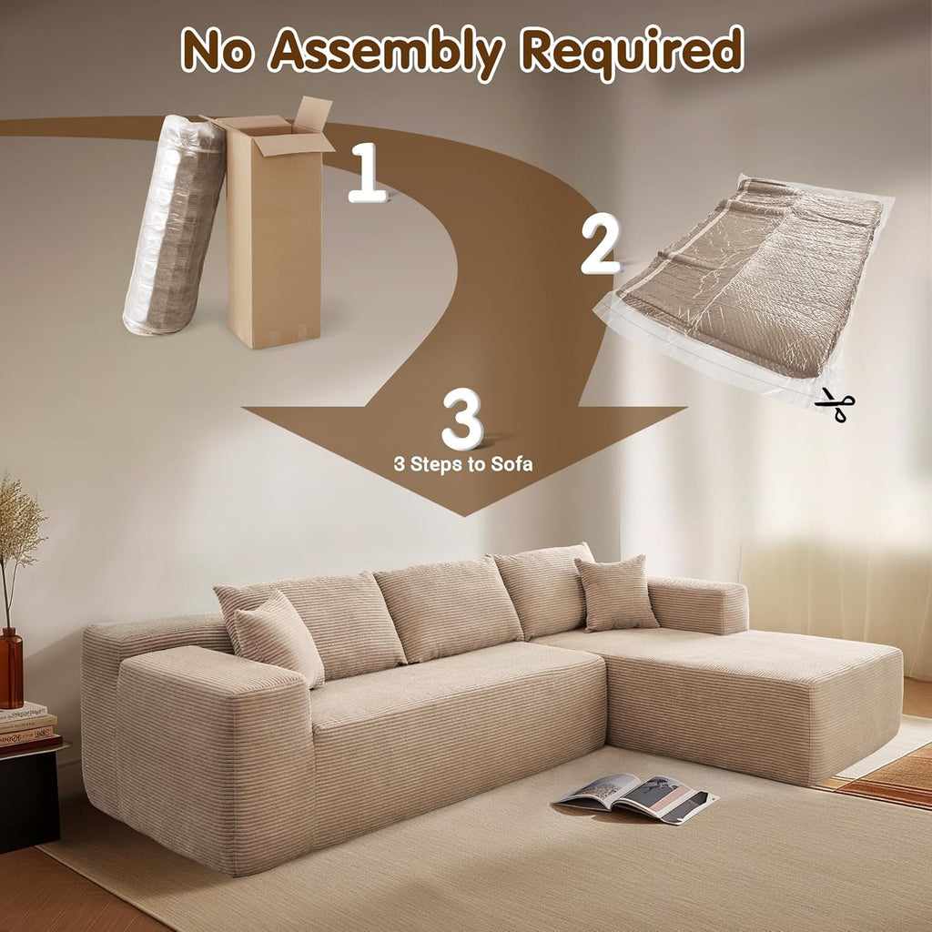 Ovios 104" Cloud Section Sofa L-shaped lounge chair, modern modular sofa wourant