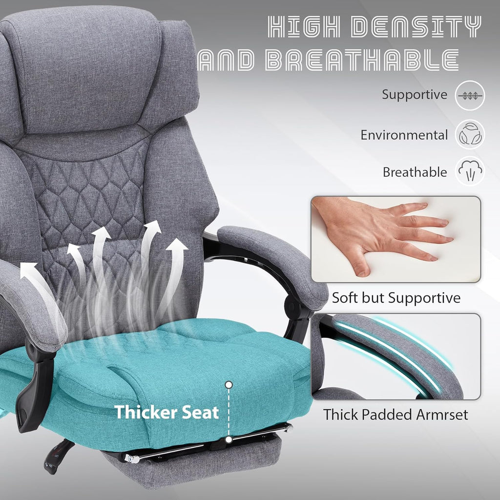 Massage Office Chair with Footrest 6 Point Vibration and Heating Home Executive Office Desk Chair wourant