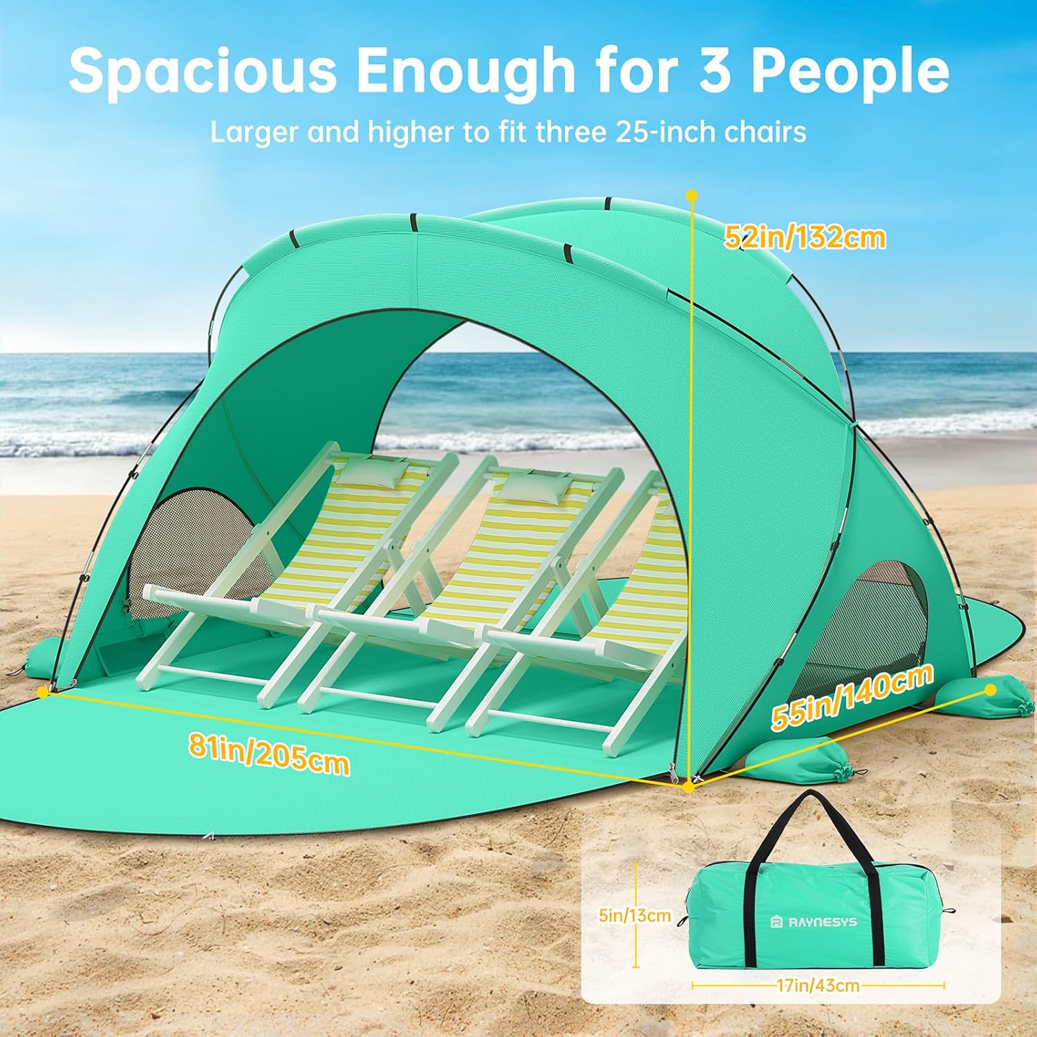 Beach Tent Sun Shelter, Beach Shade Tent with UPF50+ UV Protection, Beach Sun Shelter, Beach Shade with 2 Zippered Doors, Portable Beach Tent for Beach Camping Fishing wourant