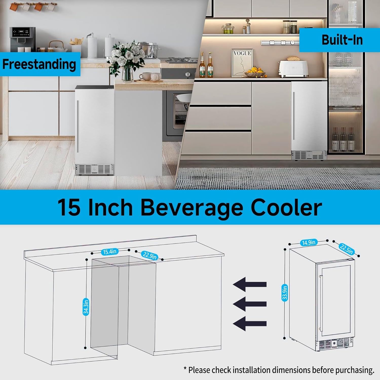 Beverage Refrigerator Cooler - 126 Can Mini Fridge Glass Door for Drinks Soda Beer Wine - Small Refrigerator for Office Bedroom Home Bar, 4 Adjustable Shelves, 3.2 Cu.Ft, Silver wourant