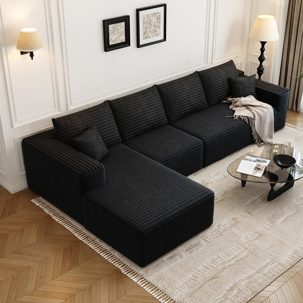 107.5" Cloud Modular Sectional Sofa Couch with L-Shape Chaise,Modern Minimalist Upholstered Couches wourant