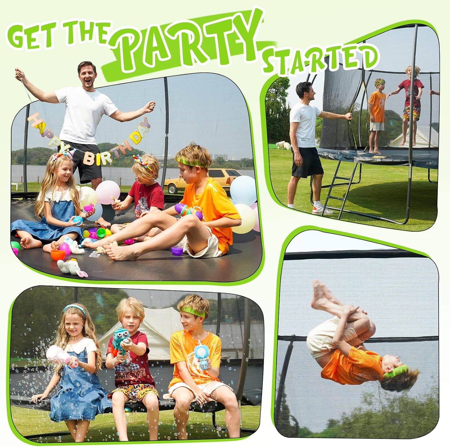 Gigu 10FT 12FT 14FT Recreational Trampolines with Enclosure Net and Ladder and Anti-Rust Coating, ASTM Approved Trampoline Outdoor for Kids and Adults Outdoor Yard Trampolines wourant