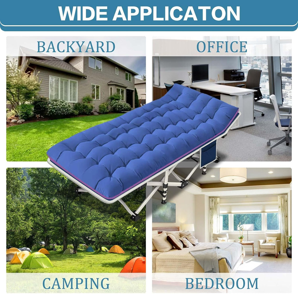 2 Pack Camping Cot with Mattress Comfortable Cot Bed Folding Cot Heavy Duty Cots for Sleeping with Carry Bag for Adults Kids Guest Bed Outdoor Indoor Home wourant