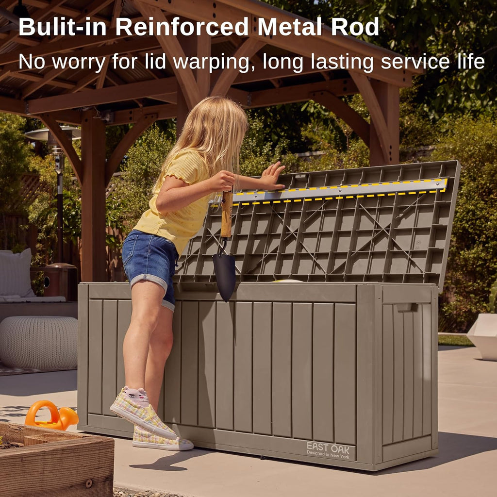 EAST OAK Outdoor Storage Box, 60 Gallon Deck Box Indoor and Outdoor Use, Waterproof Resin Storage Bin wourant