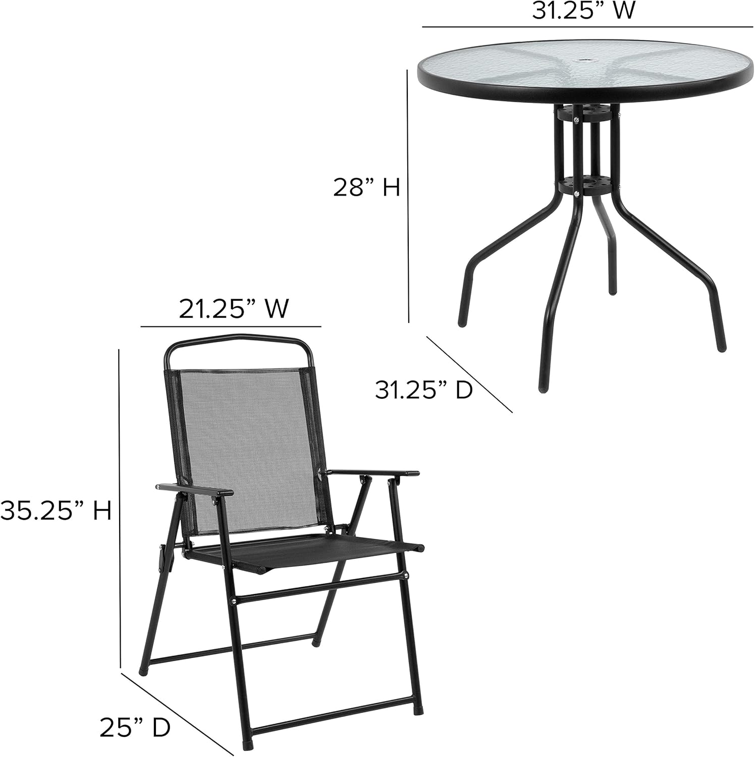 EMMA + OLIVER 6 Piece Brown Patio Garden Set with Umbrella Table and Set of 4 Folding Chairs wourant