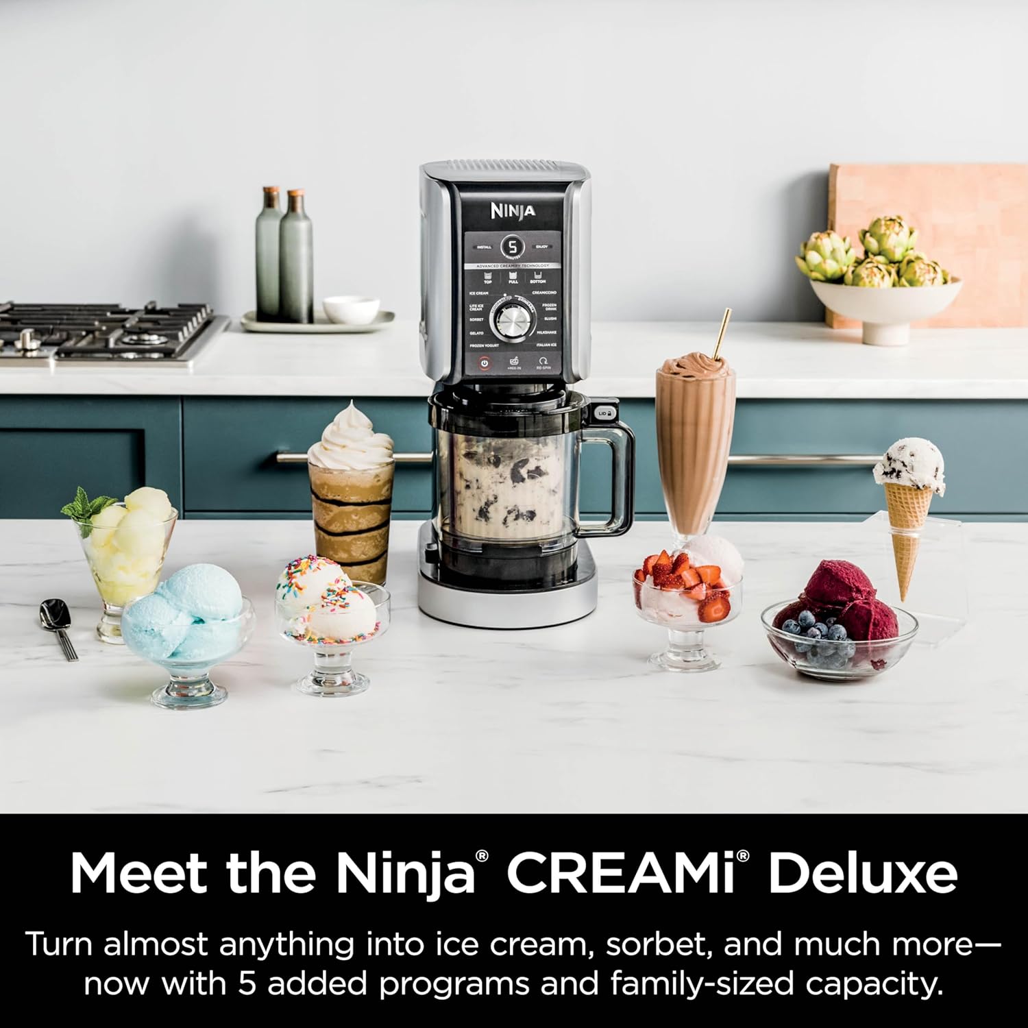 Ninja NC301 CREAMi Ice Cream Maker, for Gelato, Mix-ins, Milkshakes, Sorbet, Smoothie Bowls & More, 7 One-Touch Programs, with (2) Pint Containers & Lids, Compact Size, Perfect for Kids, Silver wourant