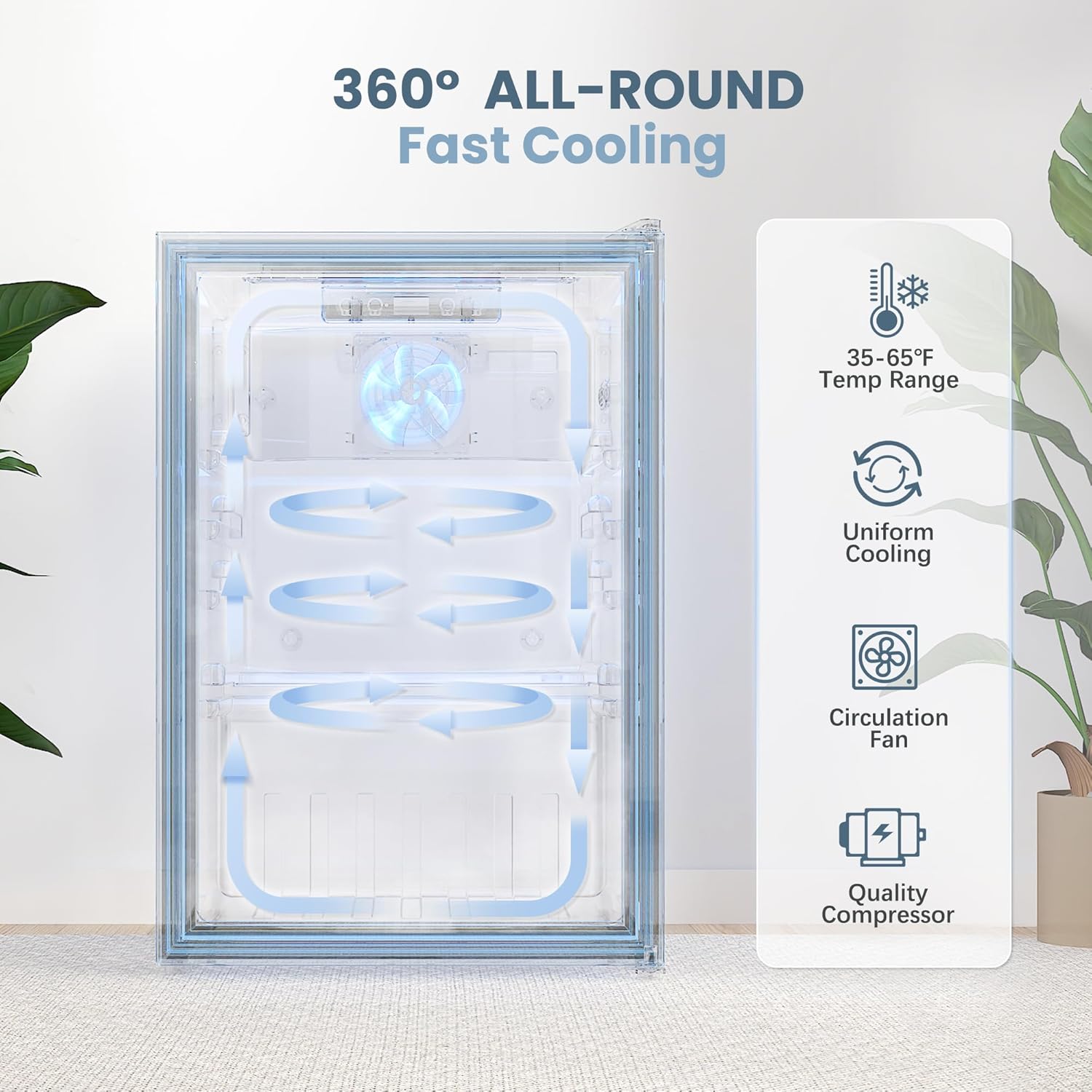Beverage Refrigerator Cooler-120 Cans Freestanding Mini Fridge Cooler with Glass Door wourant