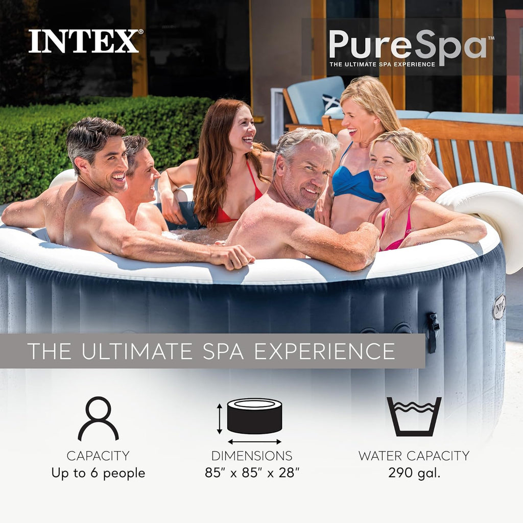 INTEX 28431EP PureSpa Plus Bubble Massage Inflatable Spa Set Includes Energy Efficient Spa Cover wourant
