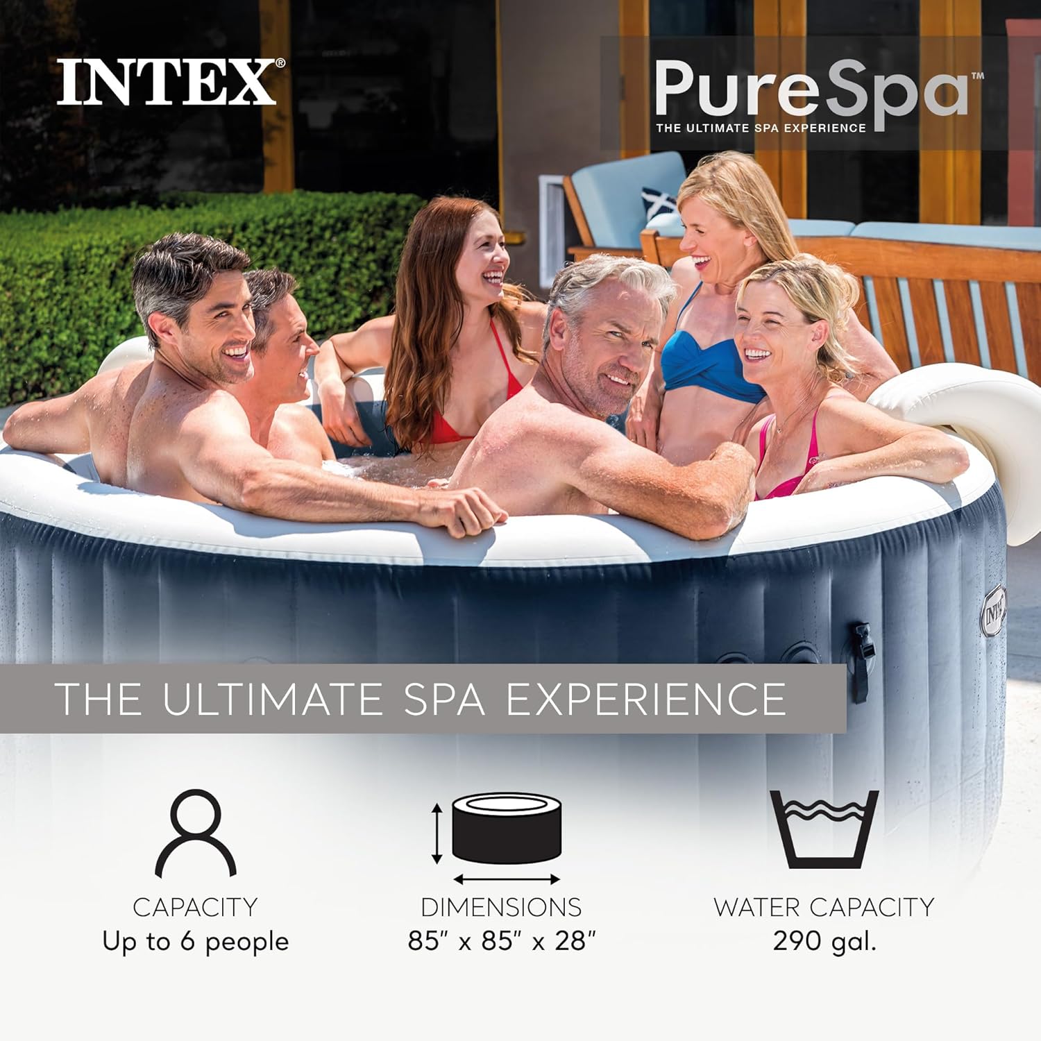 INTEX 28431EP PureSpa Plus Bubble Massage Inflatable Spa Set Includes Energy Efficient Spa Cover wourant