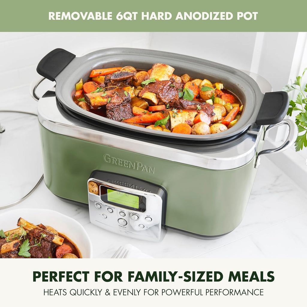 8-in-1 Programmable 6QT Electric Slow Cooker with Dishwasher-Safe Lid and Removable Base wourant