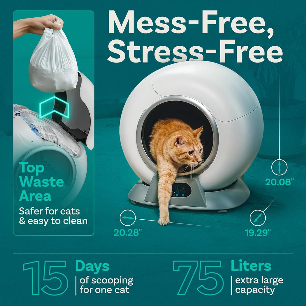 Self Cleaning Litter Box with Auto Safety Sensors for Multiple Cats - Automatic Cat Litter Box Self-Cleaning - Covered Odor Removal with APP Control - Compatible On All WiFi wourant