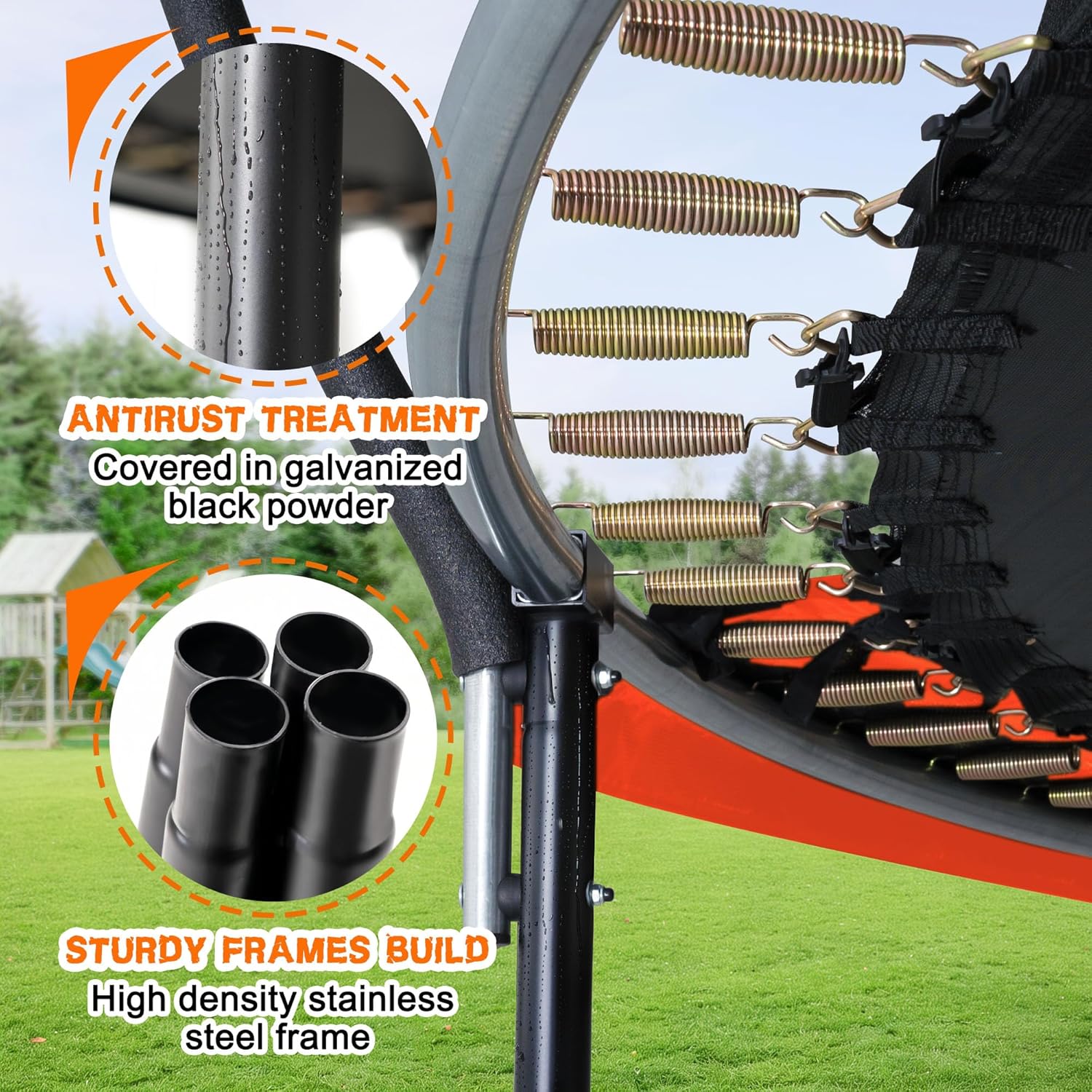 Trampoline 8FT 10FT 12FT 14FT 16FT, Recreational Trampolines with Enclosure Net and Ladder, Outdoor Anti-Rust Trampolines for Kids and Adults, ASTM Approved wourant