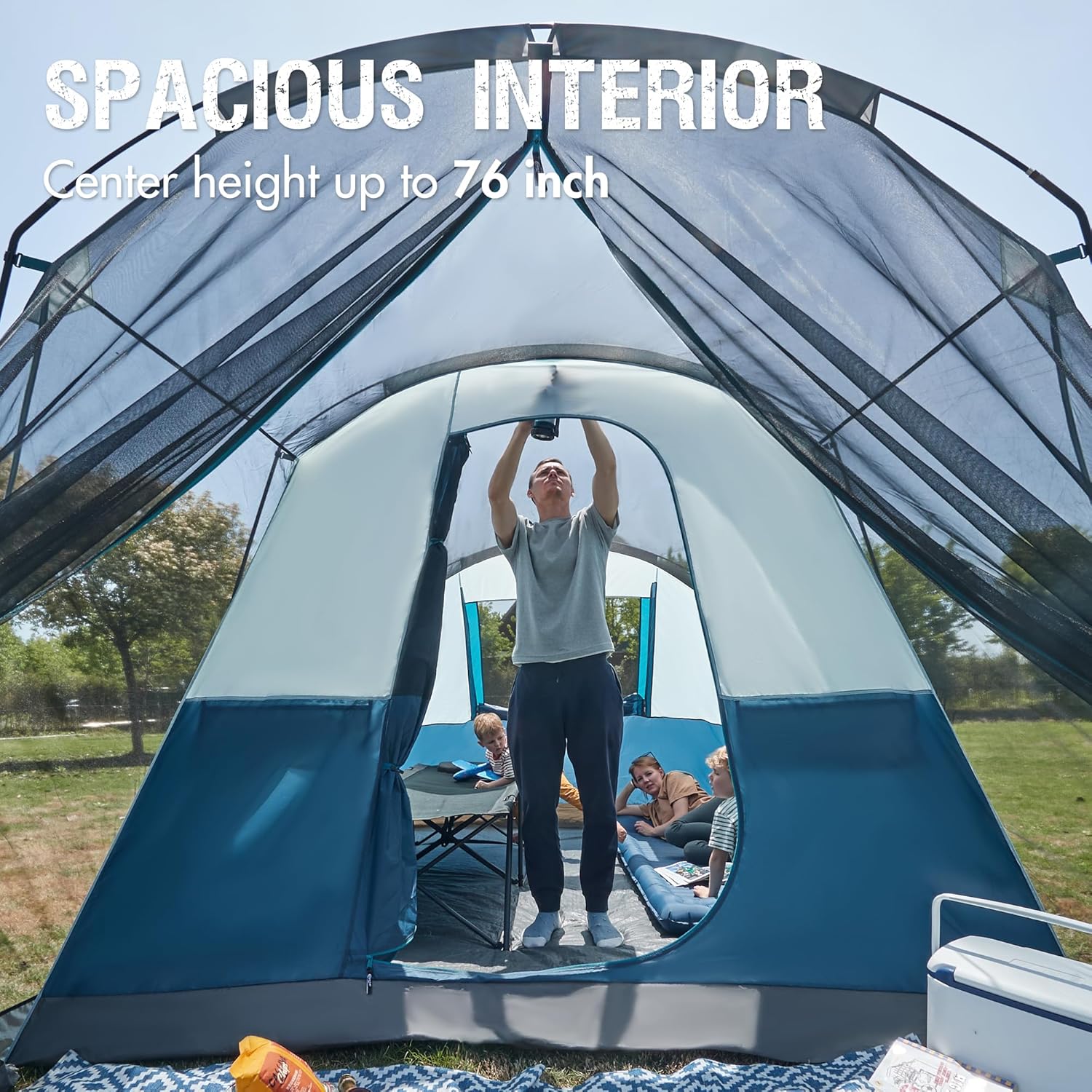 PORTAL 6/8/10 Person Family Camping Tent with Screen Room, Water Resistant Big Tunnel Tent with Rainfly, Large Family Tent for Outdoor Camping, Party wourant